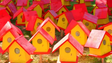 Red and Yellow Bird Houses Bird Houses & Nesting Box