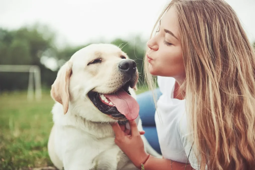 Lady Playing With Dog